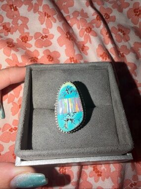 Turquoise & Opal Inlay Statement Ring